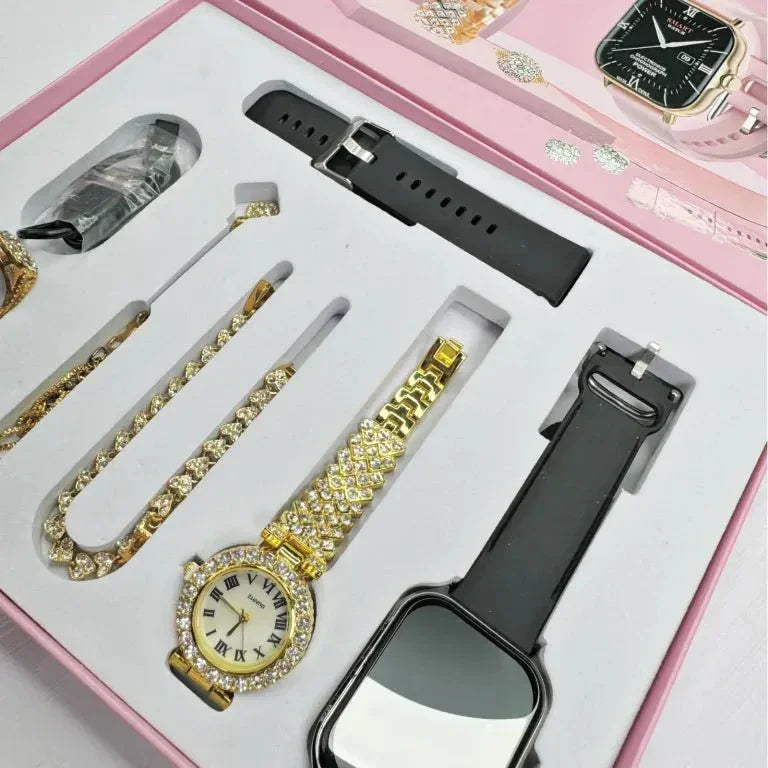 A58 Plus Smart Watch 5 in 1 With Jewelry Set - MT COLLECTION