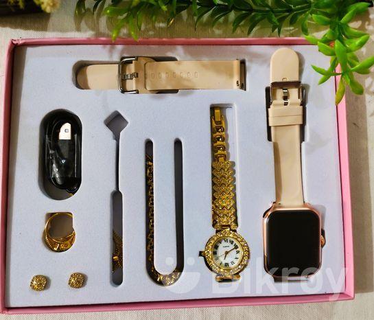 A58 Plus Smart Watch 5 in 1 With Jewelry Set - MT COLLECTION