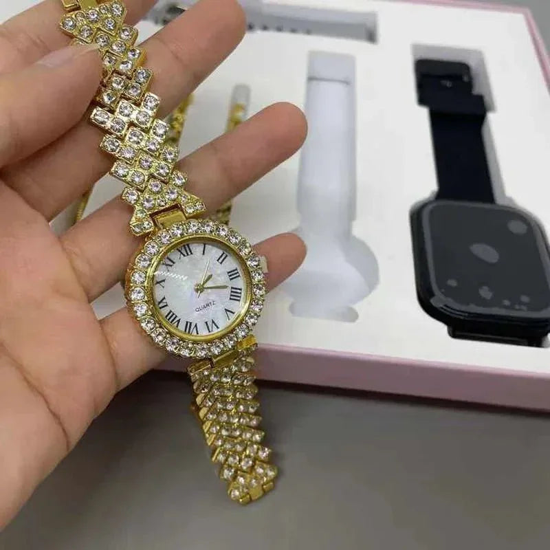 A58 Plus Smart Watch 5 in 1 With Jewelry Set - MT COLLECTION