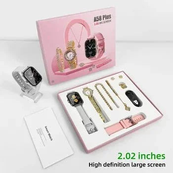 A58 Plus Smart Watch 5 in 1 With Jewelry Set - MT COLLECTION