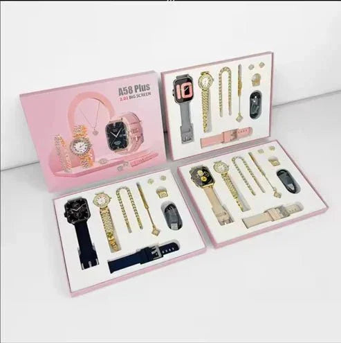 A58 Plus Smart Watch 5 in 1 With Jewelry Set - MT COLLECTION
