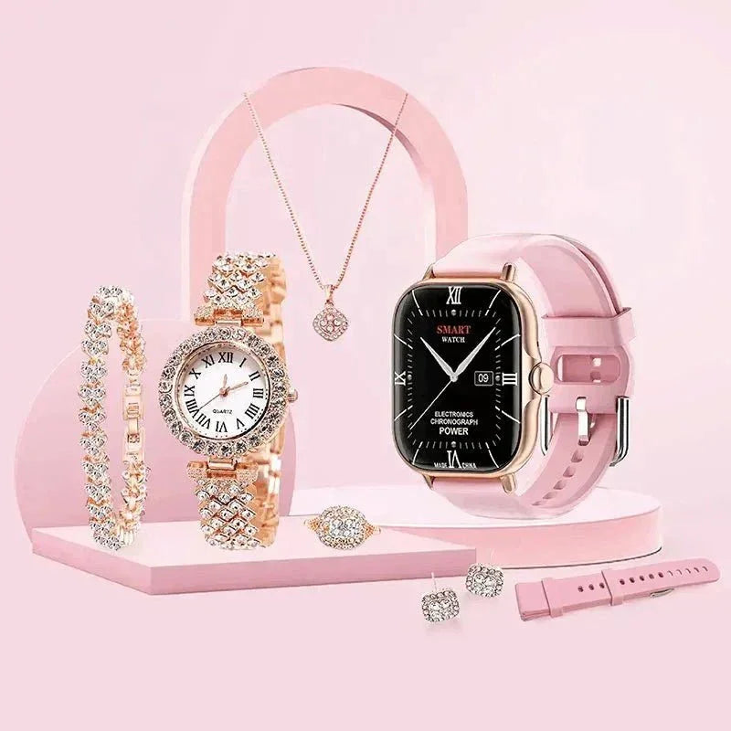 A58 Plus Smart Watch 5 in 1 With Jewelry Set - MT COLLECTION